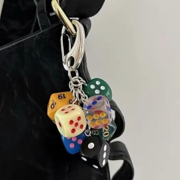 Dice bag charm Keychain bag or purse accessory - Picture 4 of 4
